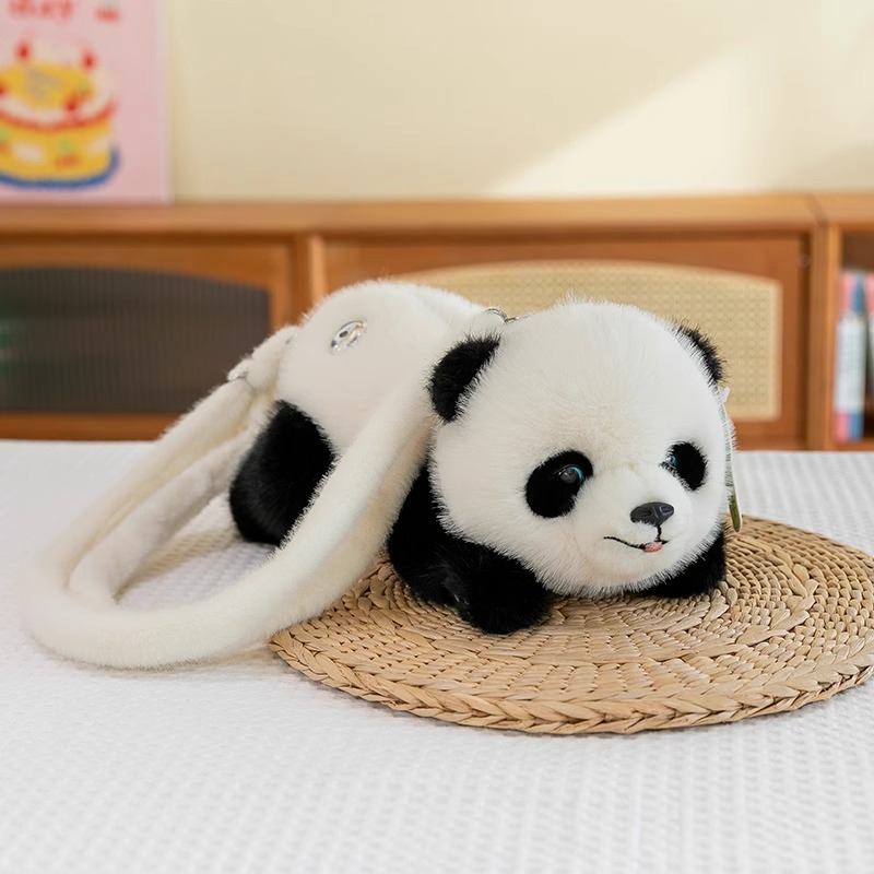 Venta al por mayor linda fiesta panda Hanhan peluche mapache muñeca muñeca creativa bolso de mensajero para niños