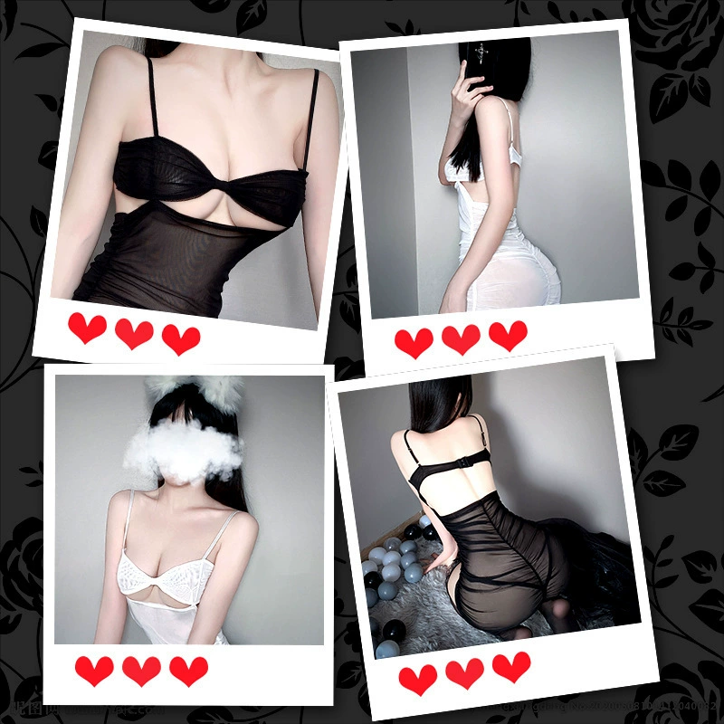 欲欲一试 Sexy underwear, pijama, slip dress, set, V-neckline, internet celebrity