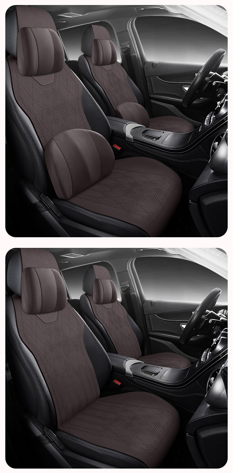 Customized all-season car seat cushion, suede perforated seat pad, breathable high-grade artificial leather saddle pad