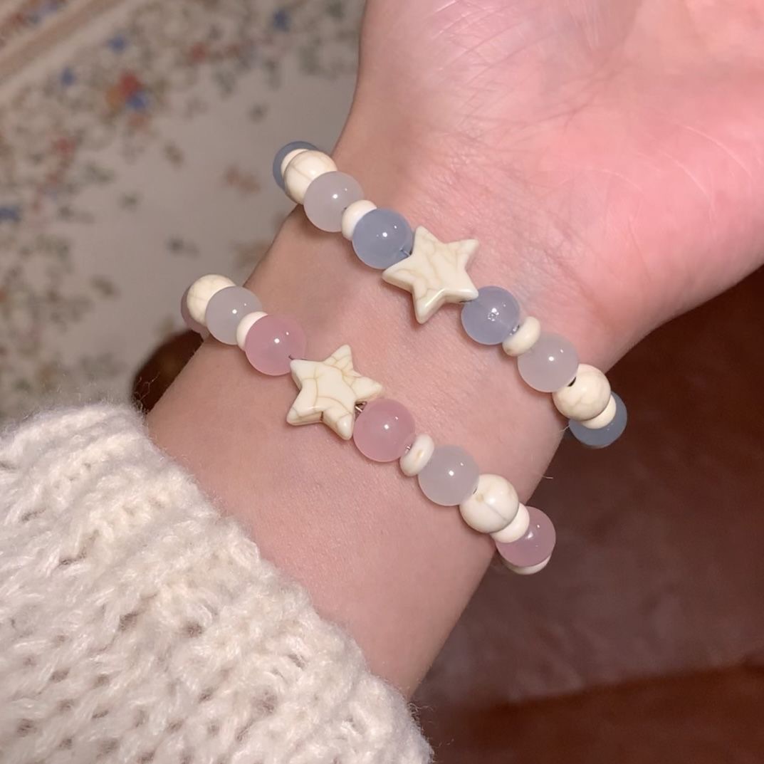 Brazalete de estrellas encantadora en el viento pequeño fresco cuentas brazalete de alta calidad pareja de joyería de mano