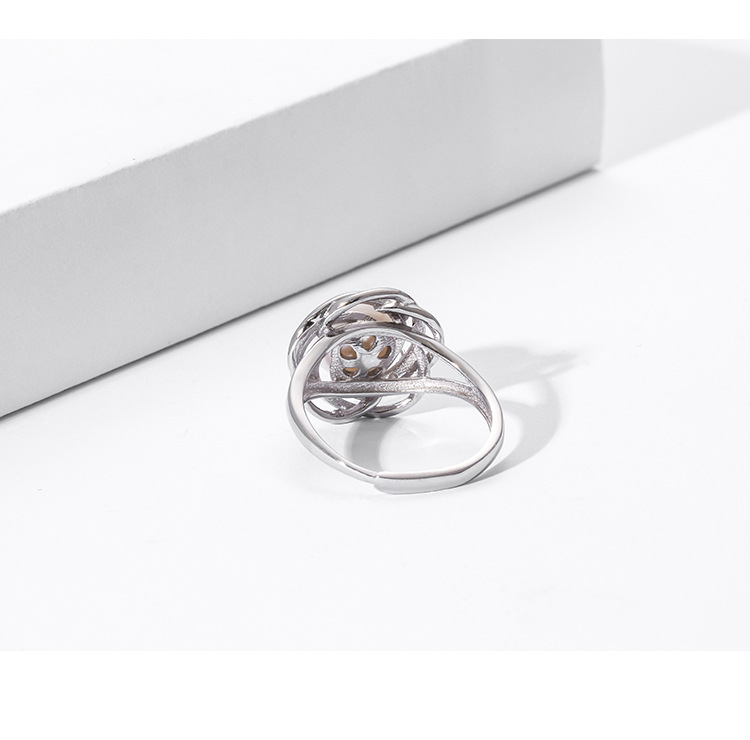 Fashion Flower Sterling Silver Open Ring Inlay Zircon 925 Silver Rings