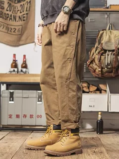 春秋季美式复古潮牌工装裤男士宽松百搭哈伦直筒裤时尚休闲长裤子