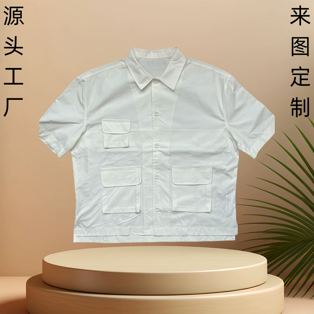 Мужская Свободная рубашка с несколькими карманами для внешней торговли, летняя японская ретро-Оснастка с короткими рукавами