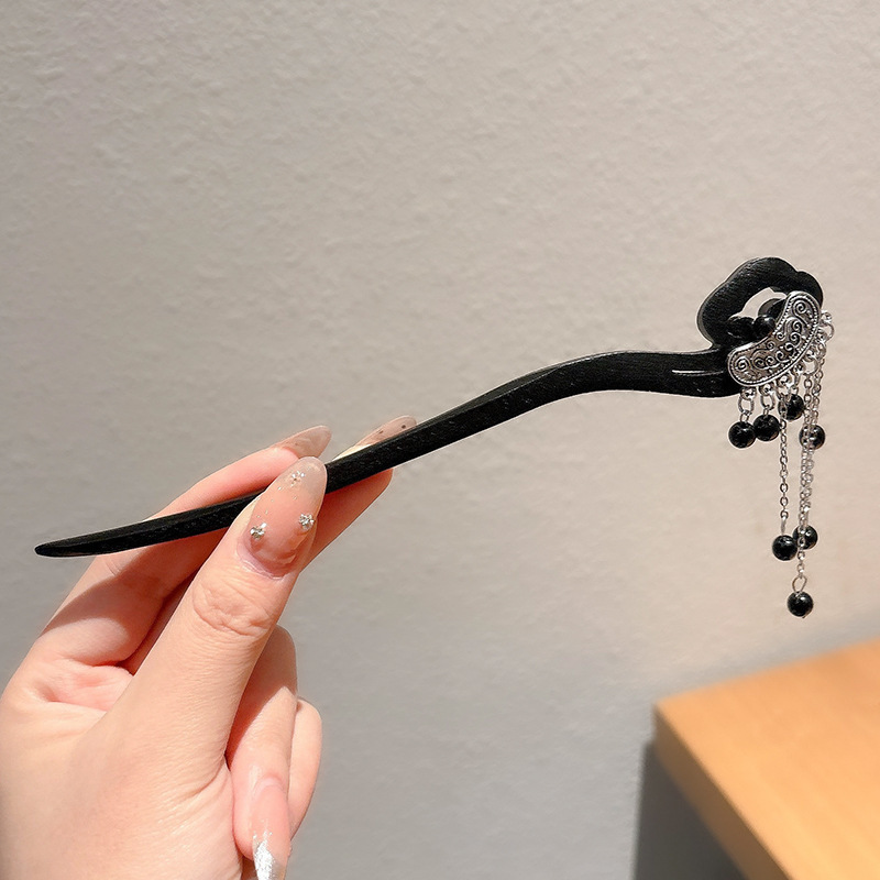 Horquilla de estilo antiguo nuevo estilo chino de alta gama Hanfu tocado estilo nacional borla horquilla paso a paso borla parte posterior de la cabeza horquilla hembra