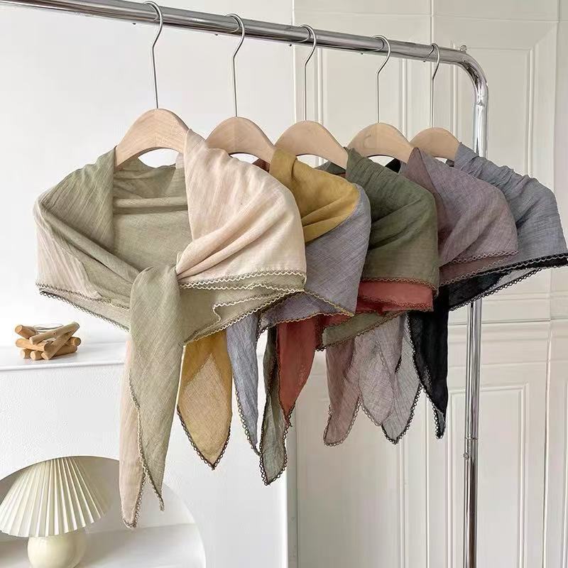 New Style Two-Tone Silk Scarf for Women, Korean Style, Simple and Elegant, Versatile Neck Protection, Sun Protection Shawl, Fake Collar Scarf
