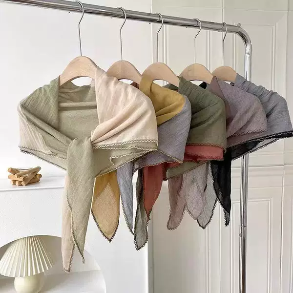 New Style Two-Tone Silk Scarf for Women, Korean Style, Simple and Elegant, Versatile Neck Protection, Sun Protection Shawl, Fake Collar Scarf