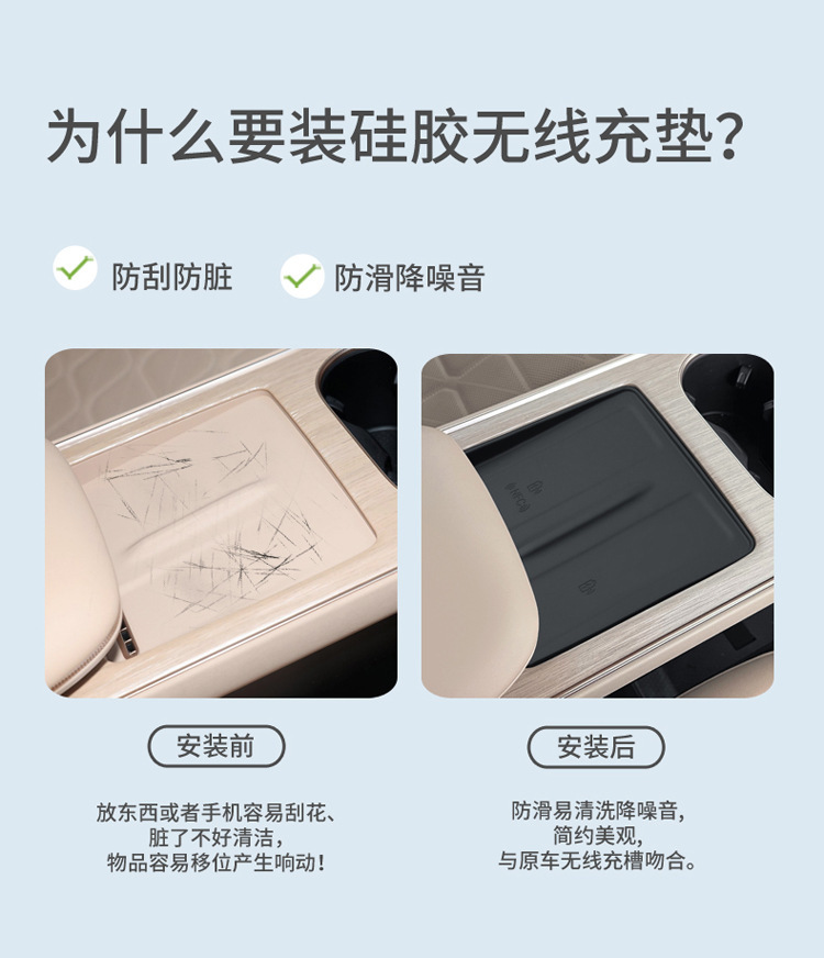 Suitable for 24 Models of Xingtu Star Era Et Extended-Range Pure Electric Vehicles, Silicone Wireless Charging Pad, Center Console Protection Anti-Slip Mat Supplies