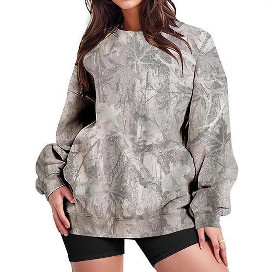 2025 New Fashion European and American Cross-Border Women's Sweatshirt with Oversized Maple Leaf Pattern Collar Pullover Hunting Sweatshirt 2025 New Fashion European and American Cross-Border Women's Sweatshirt with Oversized Maple Leaf Pattern Collar Pullover Hunting Sweatshirt