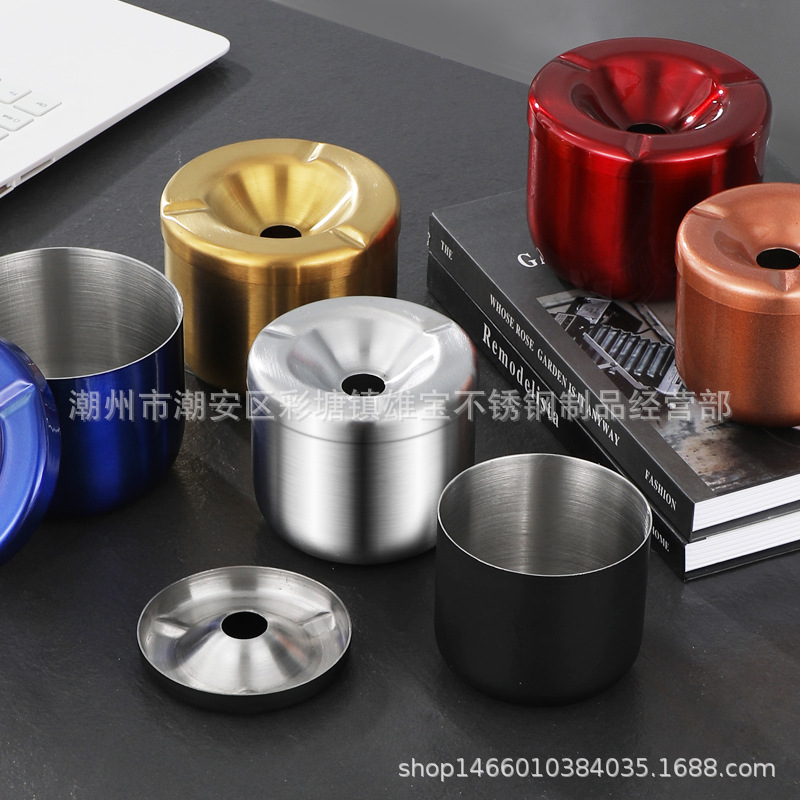 Creative big windproof ashtray stainless steel for hotel