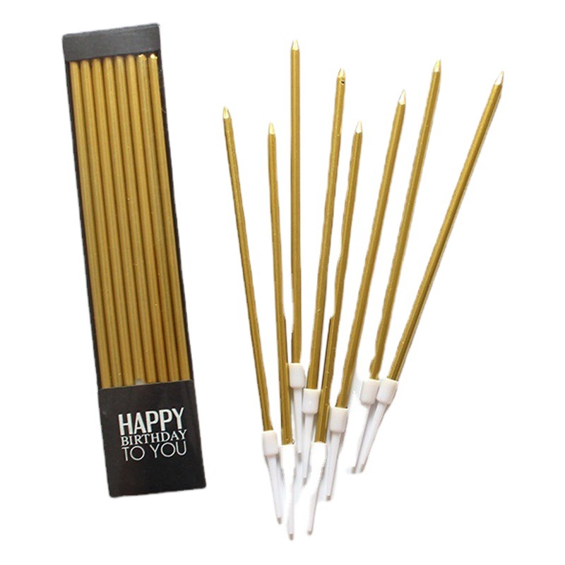 Velas de cumpleaños galvanizadas delgadas velas de lápiz de boda velas de cumpleaños nacaradas de champagne oro cera de cumpleaños
