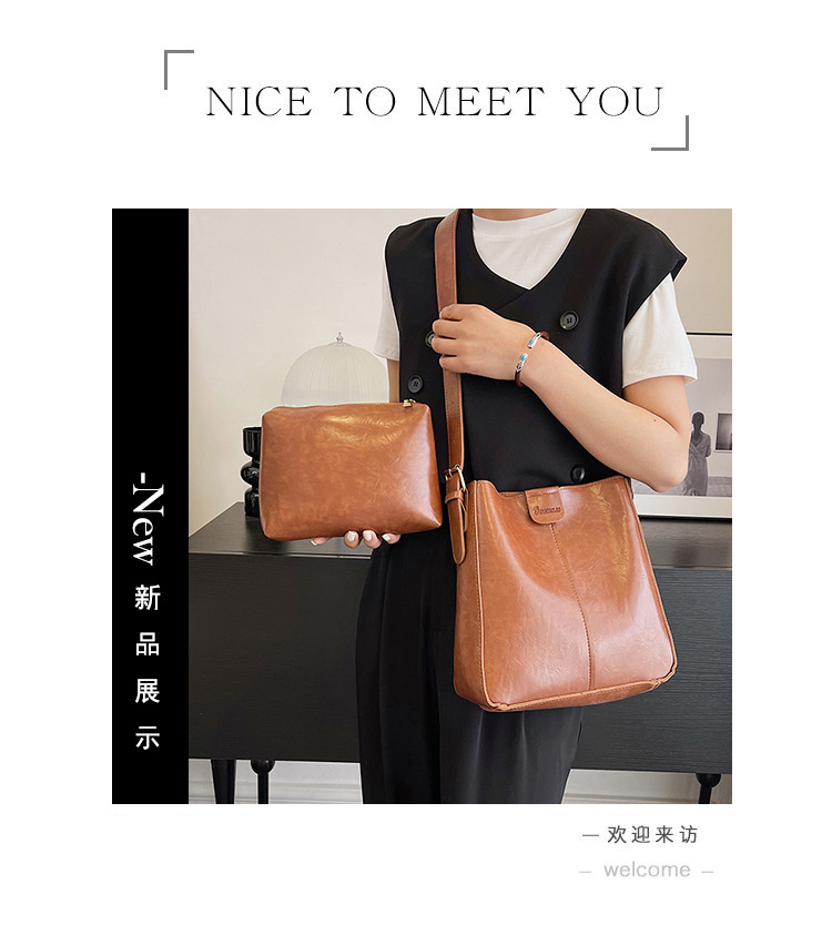 New fashionable and versatile women's single-shoulder bag and women's bag, a best-selling large-capacity bucket bun for European and American foreign trade Specification drawing