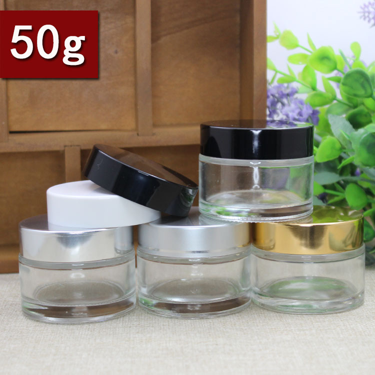 50g透明光面膏霜瓶 眼霜面霜瓶药膏分装瓶子化妆品包装玻璃瓶现货