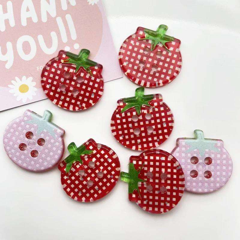 热销透明印花番茄纽扣饰品配件发箍洞洞鞋服装手机壳扣子辅料批发|undefined