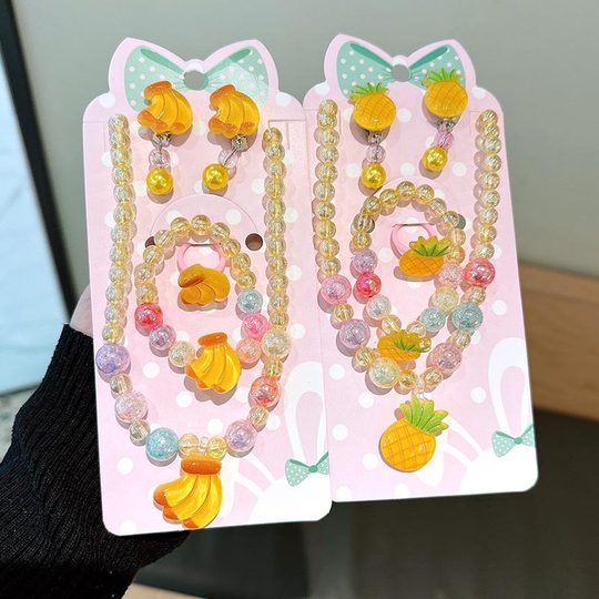 Children's fruit necklace suit cute acrylic cartoon pendant beaded jewelry little girl Princess Accessories Wholesale