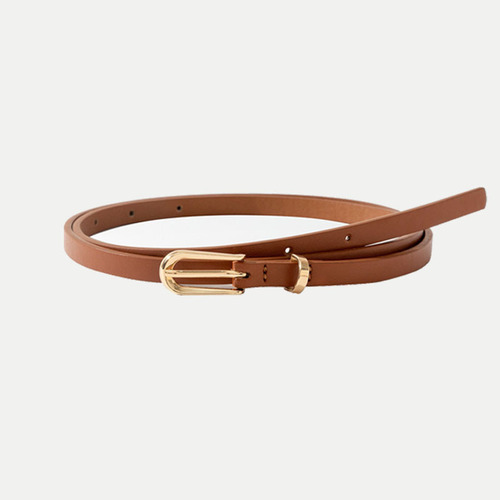 New Korean Version Factory Direct Sale Multicolor PU Leather Alloy Slim Belt for Women Fashionable Matchable Pin Belt Wholesale