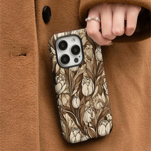 东南亚爆款复古艺术花朵适用苹果17Pro二合一菲林手机壳工厂直发