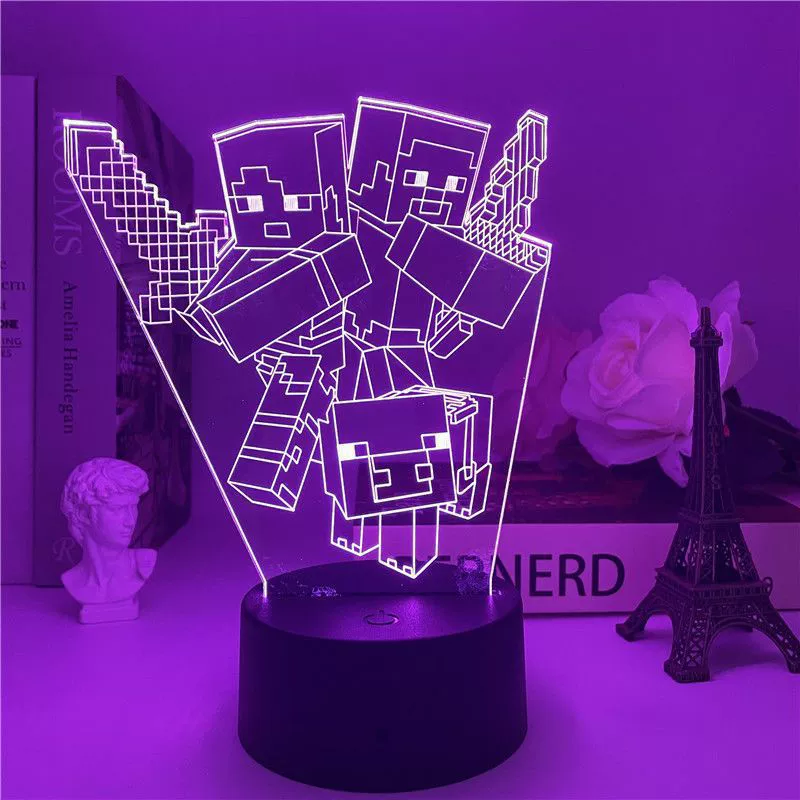 Night light for boys, lantern for bed, lamp, 3D