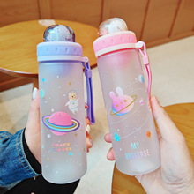 可爱高颜值塑料杯磨砂卡通星球水杯学生带滤网泡茶直饮太空杯批发