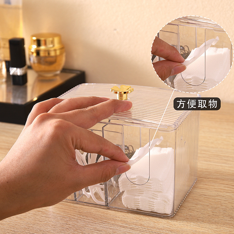 化粧綿収納ボックス綿棒ボックス蓋付き家庭用ドレッシングテーブル化粧品デンタルフロス綿棒ボックス防塵防水ボックス|undefined