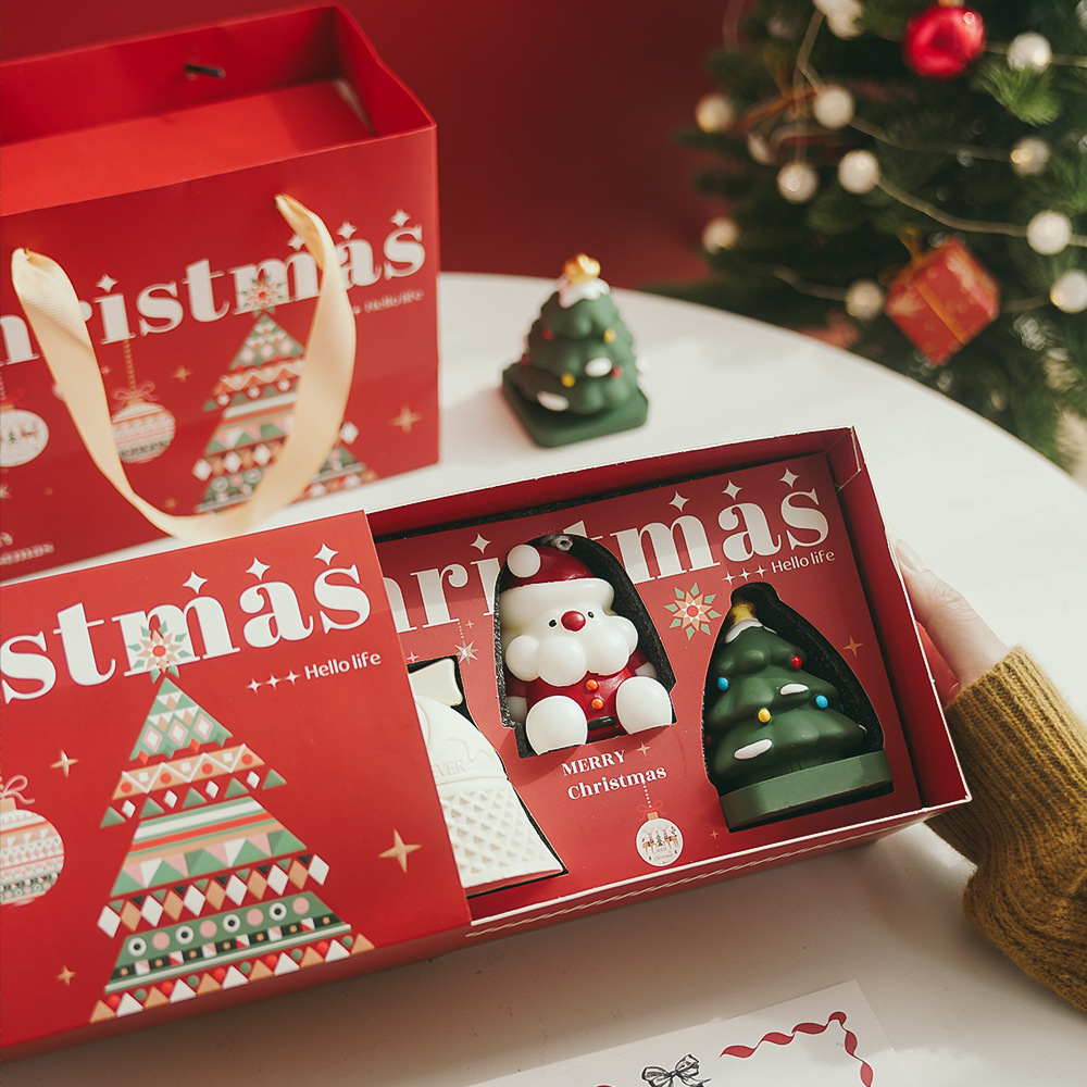 Regalo de Navidad Vela de aromaterapia Candle Vela de ambiente hecho a mano Adornos de velas Fragancia de Navidad Juego de caja de regalo