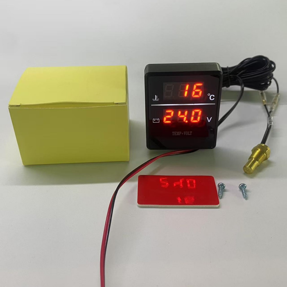 汽车货车农用车改装LED电子水温压力表 数显水温电压表二合一