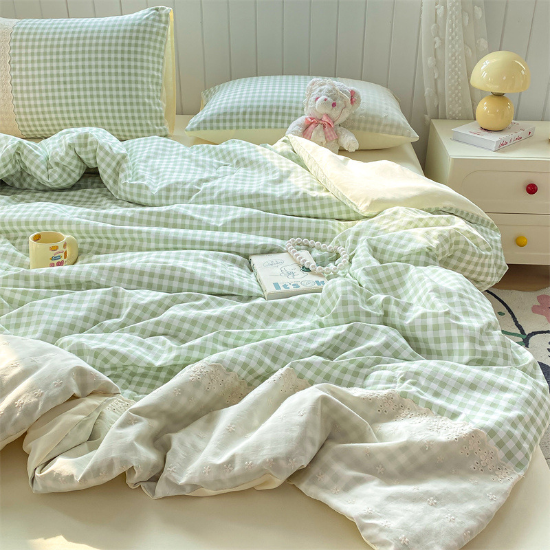 Colcha fresca de verano de algodón de nube de una sola pieza, dormitorio de estudiantes individual de verano, juego de cuatro piezas, edredón de verano de seda de hielo, lavable a máquina
