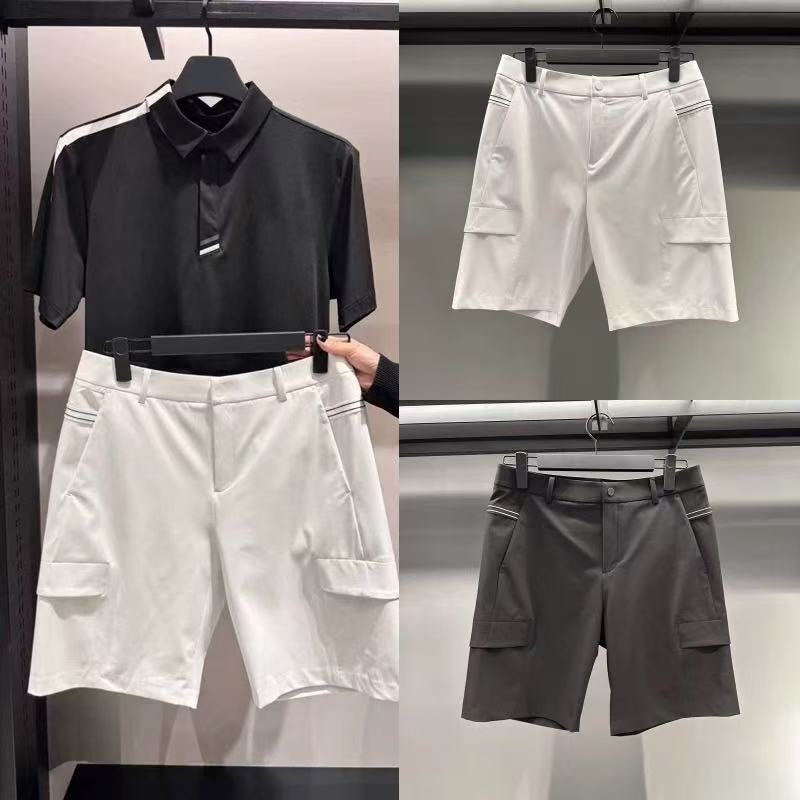 Korean Export Golf Clothing 25 Summer Men's Button-Down Standard Color Pocket Loose Sports Casual Shorts