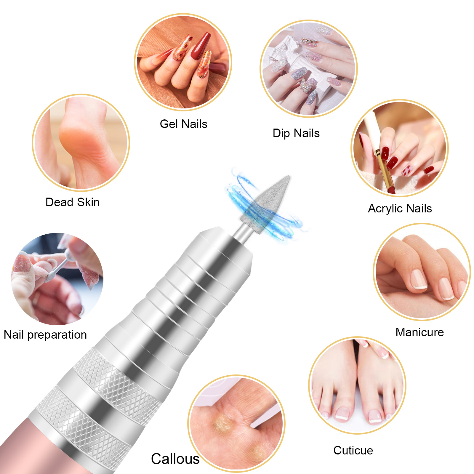 Unidad de pulido de uñas, máquina de pulido de uñas portátil, herramienta de maquillaje para eliminar uñas, eliminación de piel muerta doméstica