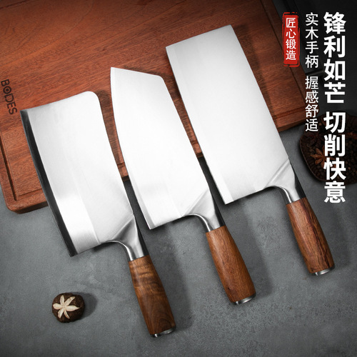 Black Color Wood Handle Steel Head Knife for Dual Use, Forged Kitchen Knife, Home Use Sharp Bone Cutting Knife, Slicing Pork Ribs Knife, Durable Slicing Knife