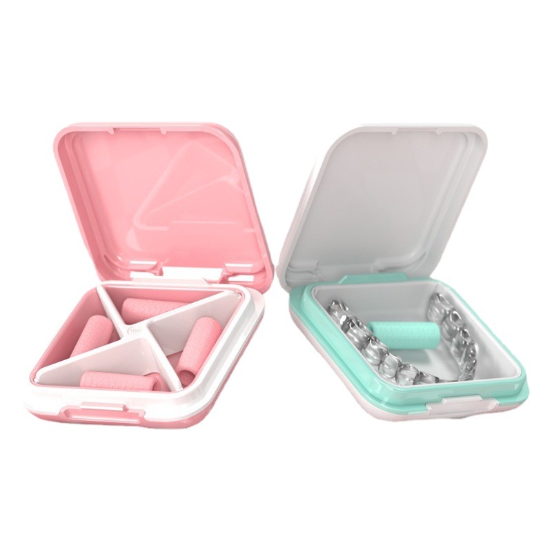 Tirantes caja de almacenamiento con espejo pequeña caja de la medicina compartimiento dentadura caja de almacenamiento dentadura ancianos Amazon transfronteriza Venta caliente