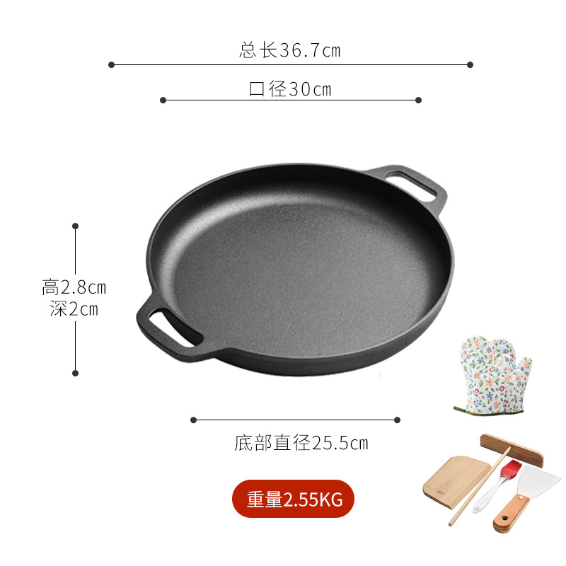 Hierro fundido grueso sin recubrimiento palillos panqueque fruta herramienta pan hierro de cerdo hogar panqueque antiadherente mano pastel olla