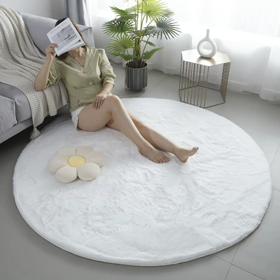 Bedside Floor Mat, Car Carpet - off-white-12m-round