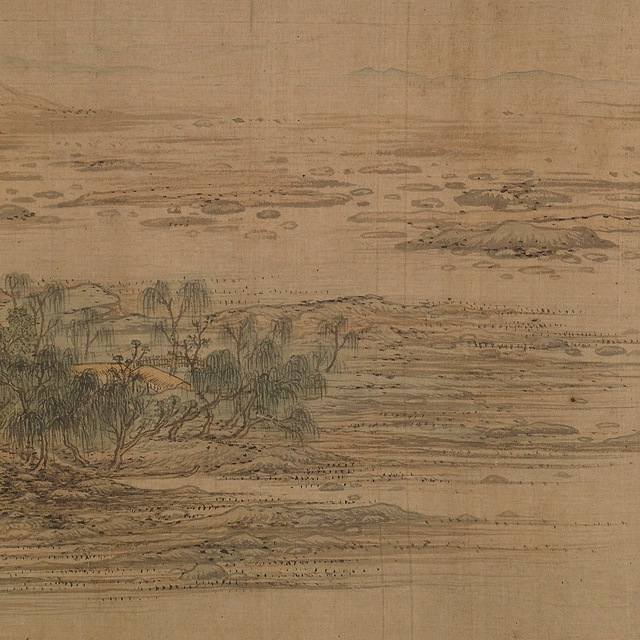 王蒙 摹右丞辋川图全卷 山水国画长卷图片素材宣纸绢本微喷复制品