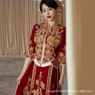 Xiuhe-Style Bridal Wedding Dress 2025 New Model, New Chinese-Style Wedding Dress, Wedding Gown, Dragon and Phoenix Robe, High-End Autumn Style