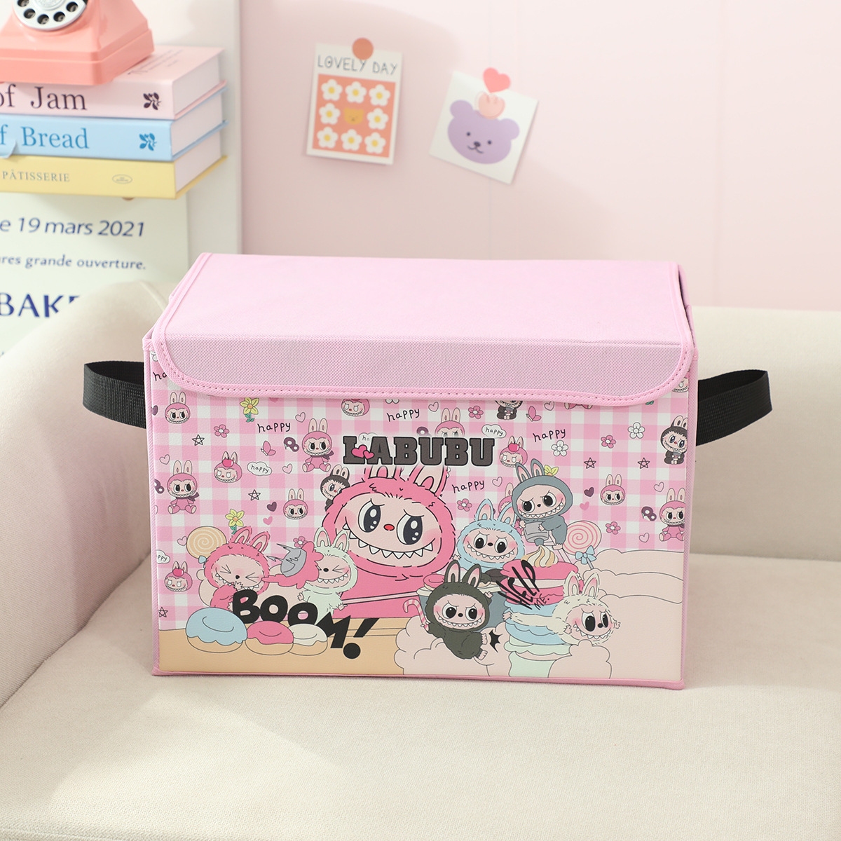 新しい漫画寮ブックスナック収納家庭用衣類おもちゃ収納ボックス折りたたみ車の収納ボックス