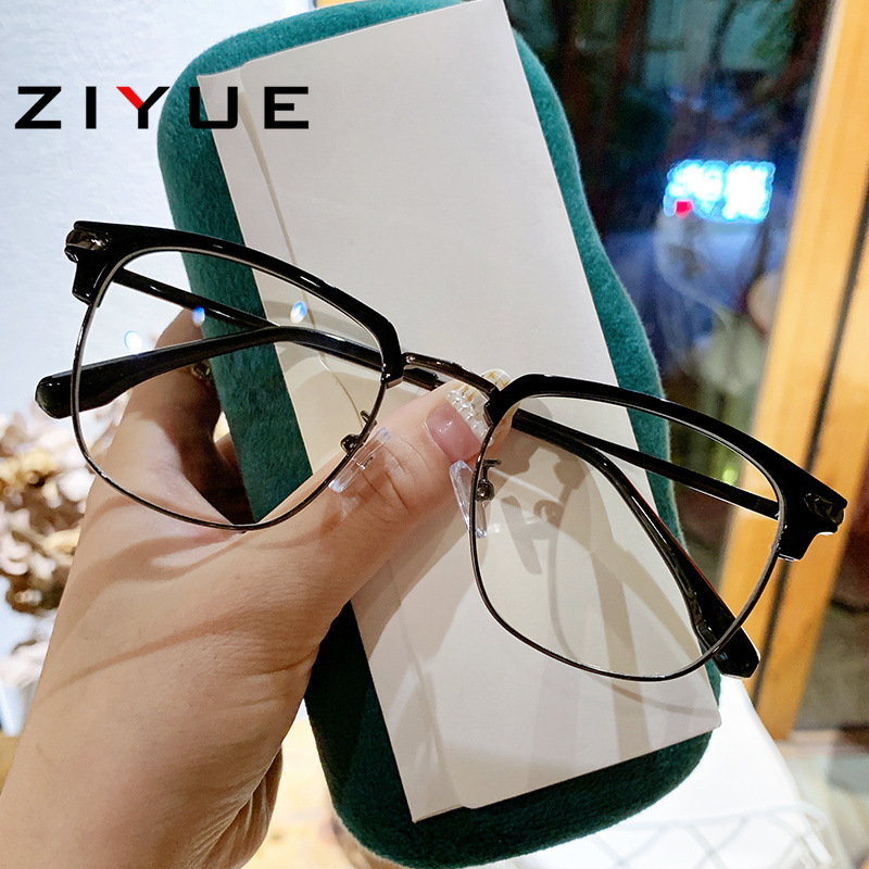 Anti-blue light glasses men's fashionable Ruffian handsome myopia half-frame Tech men's fashionable brand eye frame frame non-Power flat mirror