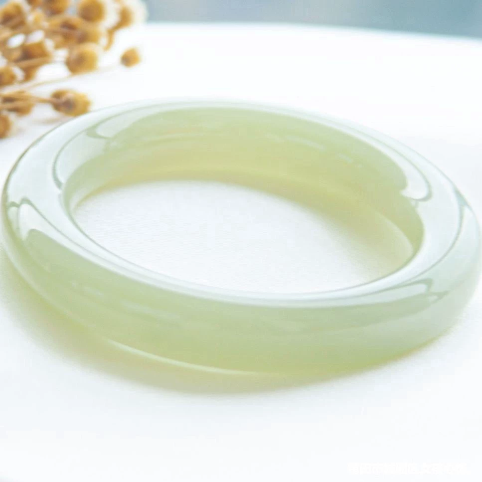 Природный Синьцзян Хетиан Джейд браслет сине-белый нефритовый браслет женский браслет толстый круглый нефритовый браслет