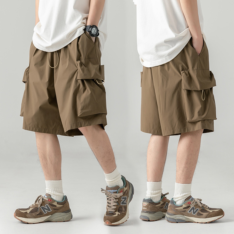Korean and Japanese Style Men's Clothing, Functional Style Large Pocket Cargo Shorts for Men, Summer Outdoor Trendy Brand Loose-Fitting Five-Point Pants Korean and Japanese Style Men's Clothing, Functional Style Large Pocket Cargo Shorts for Men, Summer Outdoor Trendy Brand Loose-Fitting Five-Point Pants