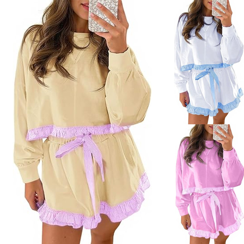 Women's Three-Piece Casual Suit Spring and Autumn Amazon European and American Clothing New Ribbed Striped Lazy Two-Piece Set for Women