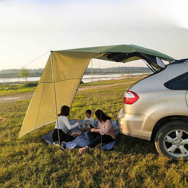 Car Canopy Silver-coated Car Side Tent Outdoor Camping Car Tail SUV Side Awning 5-8 People Awning