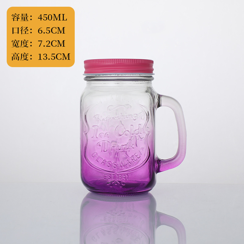 Tazas Mason con mangas de paja tazas de jugo creativas tazas de agua de vidrio de arena de color gradiente