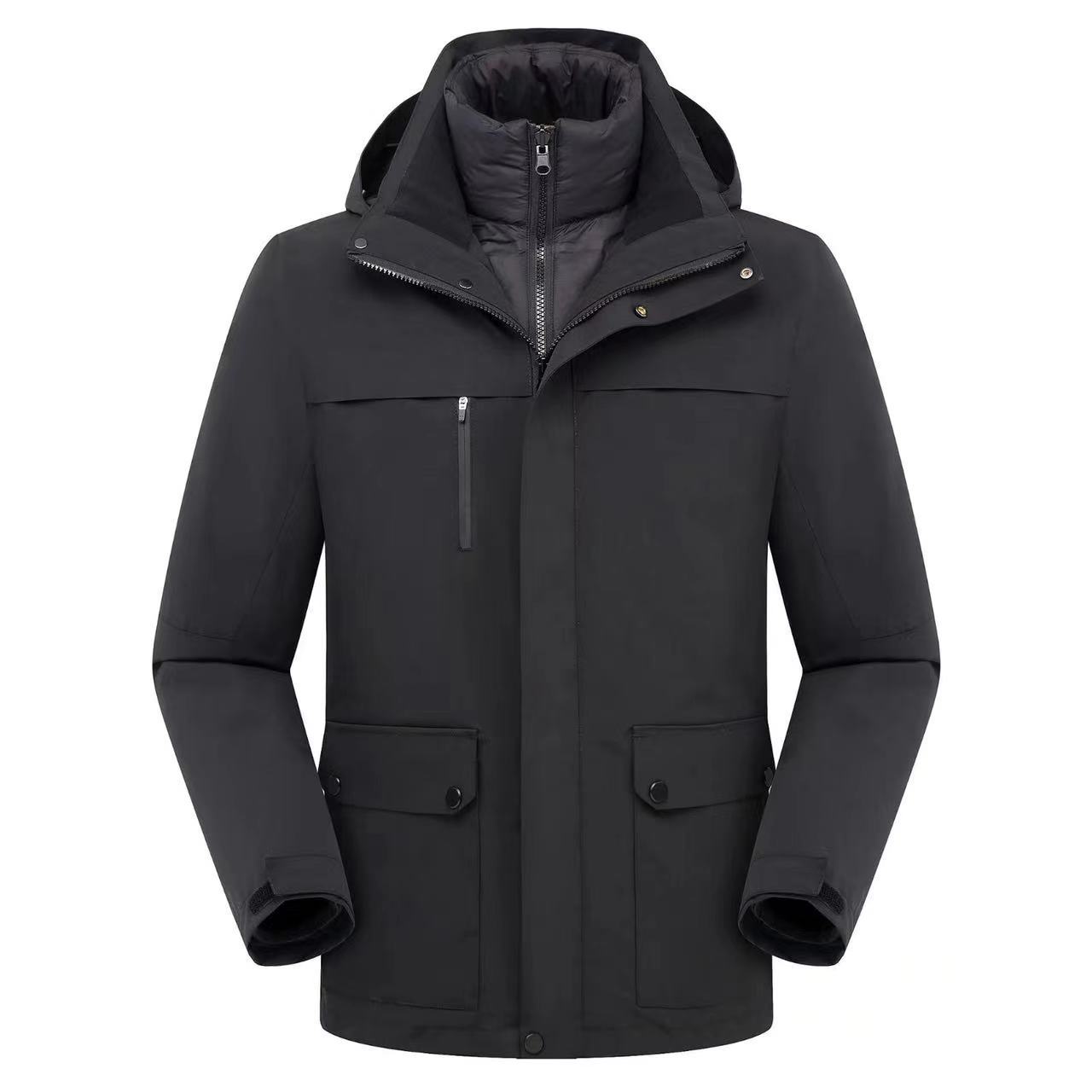 Three-In-One Jacket, Outdoor Men's and Women's Two-Piece Set, Warm down Liner, Company Group Work Clothes with Logo Printed