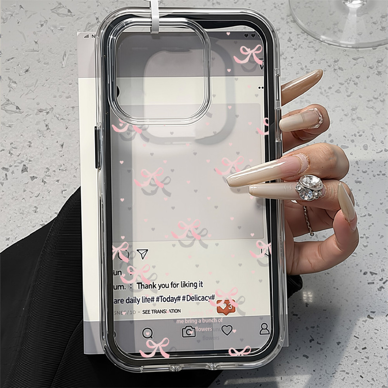 Full-Screen Bow Design Suitable for iPhone 17 Pro Max Phone Case 16/15 Large Hole 14 Pro Simple Style Full-Screen Bow Design Suitable for iPhone 17 Pro Max Phone Case 16/15 Large Hole 14 Pro Simple Style