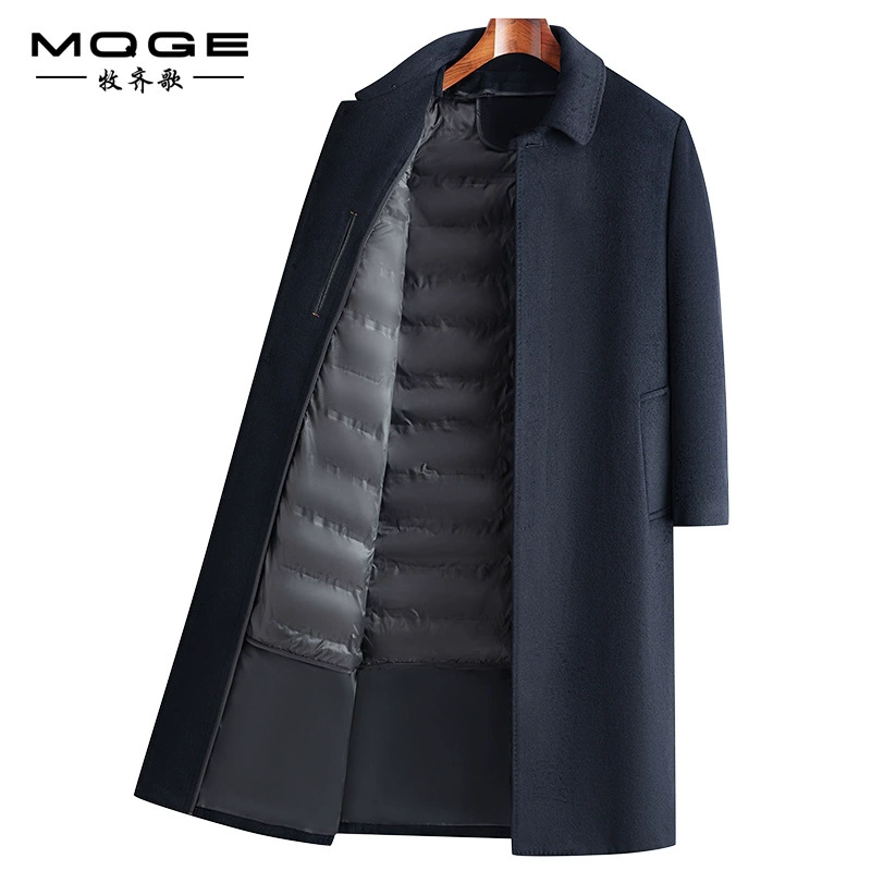 Новое зимнее мужское шерстяное пальто, длинное пальто выше колена, пуховое пальто с подкладкой, шерстяное пальто, Комбинезоны