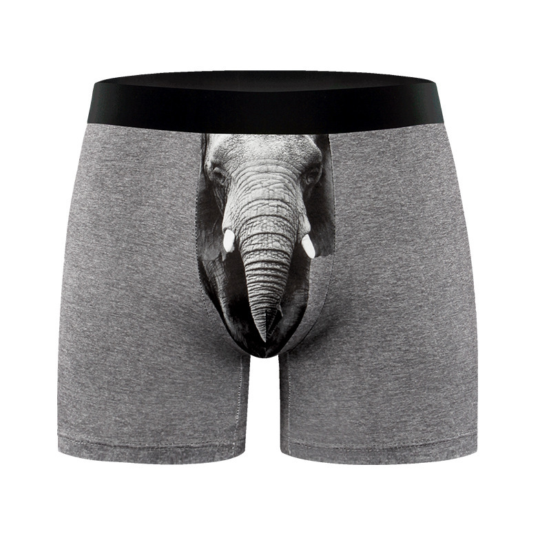 European and American Cross-Border Amazon Men's Milk Silk Boxer Briefs Funny and Interesting Pattern Young Boys Boxer Briefs