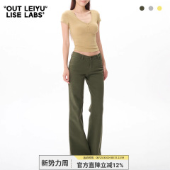 LEIYU LABS微喇水洗工装裤女夏2025年新款紧身显瘦低腰休闲喇叭裤