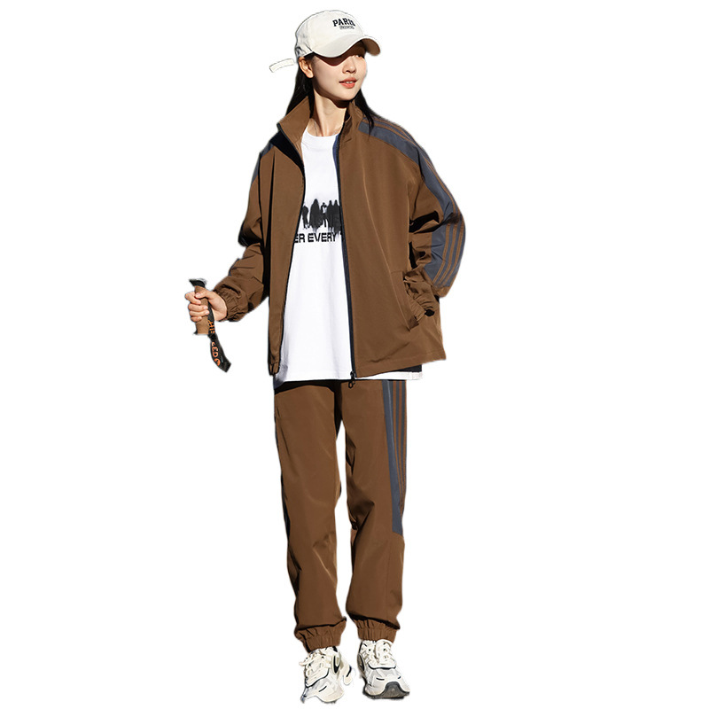 Otoño pareja chaqueta de cuello vertical chaqueta a prueba de viento chaqueta recta piezos pantalones casuales sueltos versátiles / 02