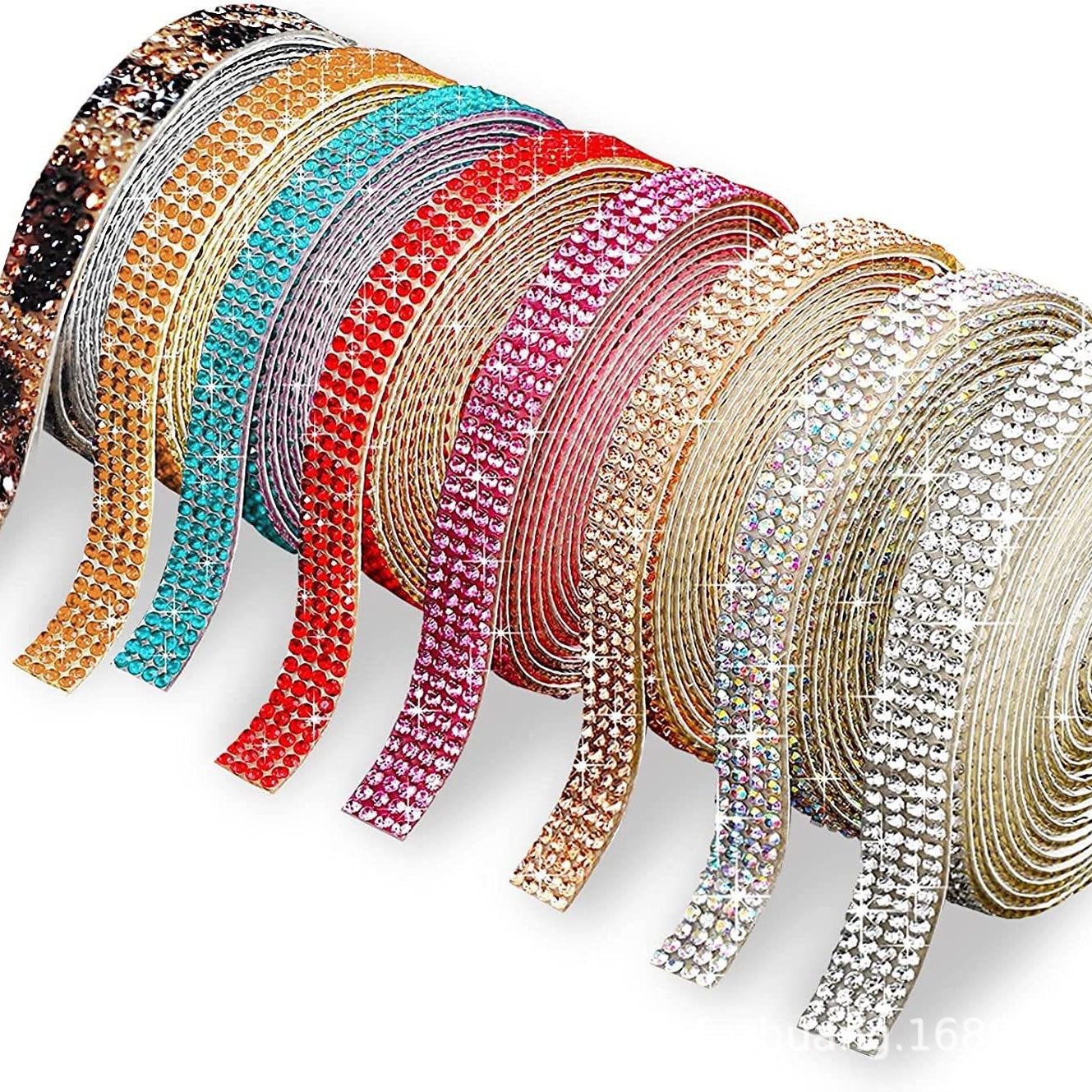 跨境热销工厂精美水晶自粘钻条 diy饰品配件水钻贴钻石背胶装饰带