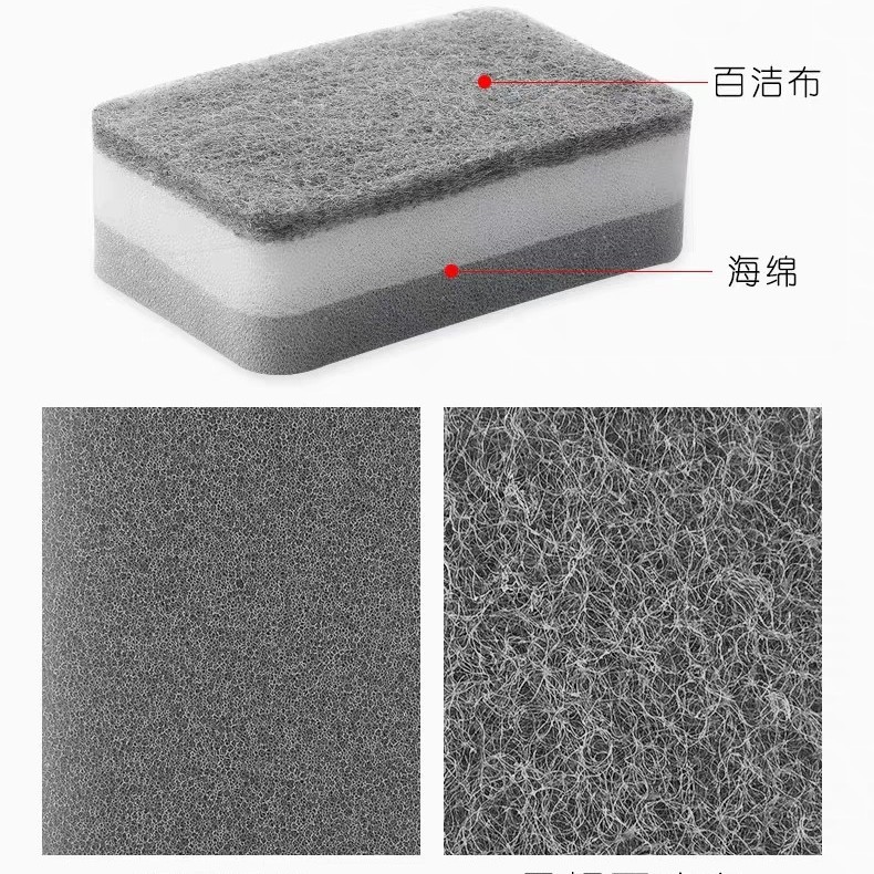 Limpiador de esponja de lavado duradero de doble cara, limpieza de cocina, bloque de esponja de lavado, esponja engrosada de alta densidad, toallitas