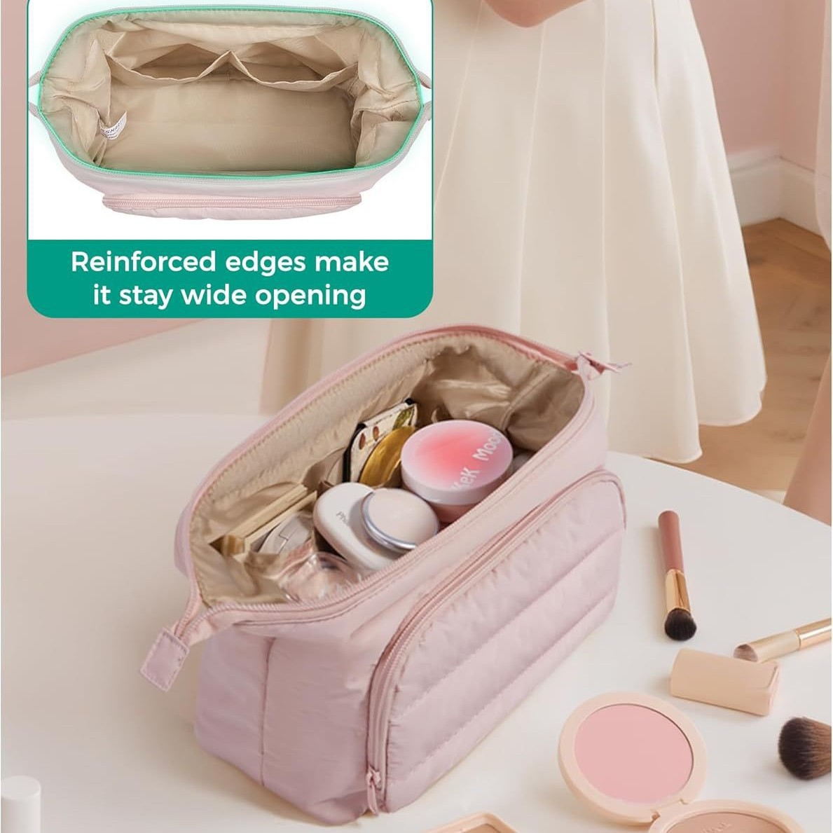 Large Capacity Fluffy Makeup Bag Lightweight Travel Cosmetic Case_voghion.com